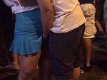 Openly Fingers His Chick At A Street Festival
