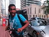 Angry Taxi Driver Takes Out A Food Delivery Bike
