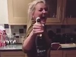 Blonde Can Crack A Champagne Bottle With Her Butt
