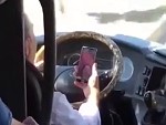 Bus Driver Is Busy Driving And Facetiming
