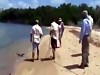 Crocodile Attempts To Help Itself To The Fishermen's Shark