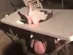 Drunk Chick Jumps Through A Table
