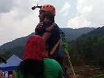 Dumbass Dad Bungee Jumps With His Unharnessed Kid
