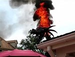 Fire Breathing Dragon Catches Fire During A Disney Parade

