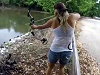 Girl Uses A Bow And Arrow To Catch A Huge Fish