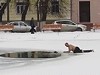 Good Guy Runs To Save A Dog Fallen Through The Ice
