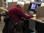 Grandpa Has Discovered The Internet At The Local Library
