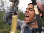 Guy Loses Something On The Flying Fox
