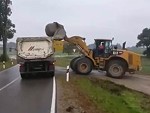 How Not To Load A Huge Boulder Onto A Truck
