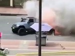 Jeep Blows The Fuck Up Driving On A City Street
