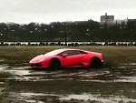 Jerkhole Takes His Lambo For A Thrash In The Mud
