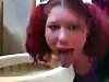 Just A Disgusting Bitch Licking A Toilet
