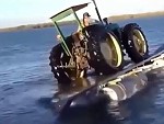 Loading Tractor Onto A Barge Does Not Go As Planned
