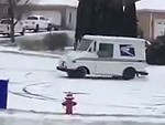 Mail Delivery Man Ripping Skids In The Snow
