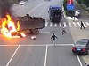 Motorbike Instantly Explodes After Crashing With A Truck
