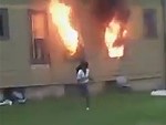 Neighbours Look On As House Is Torched By Crazy Bitch
