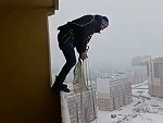 Parachutes Off His Apartment Balcony
