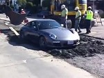 Porsche Somehow Drove Onto Wet Cement
