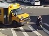 School Bus Takes Out A Woman Pedestrians