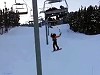 Skier Stuck On The Ski Lift Takes The Hurty Way Down
