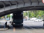Stupid Driver Takes A Tall Truck Under A Low Bridge
