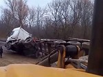Tipper Truck Has A Bad Reaction To An Uneven Load