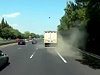 Truck Tyre Blows And Spectacularly Crashes