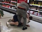 Two Bogan Fuckwits Throw Down In Coles
