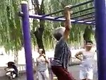 Very Old Woman Can Still Smash The Monkey Bars
