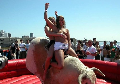 Mechanical bull nudity is what we came here to see. 