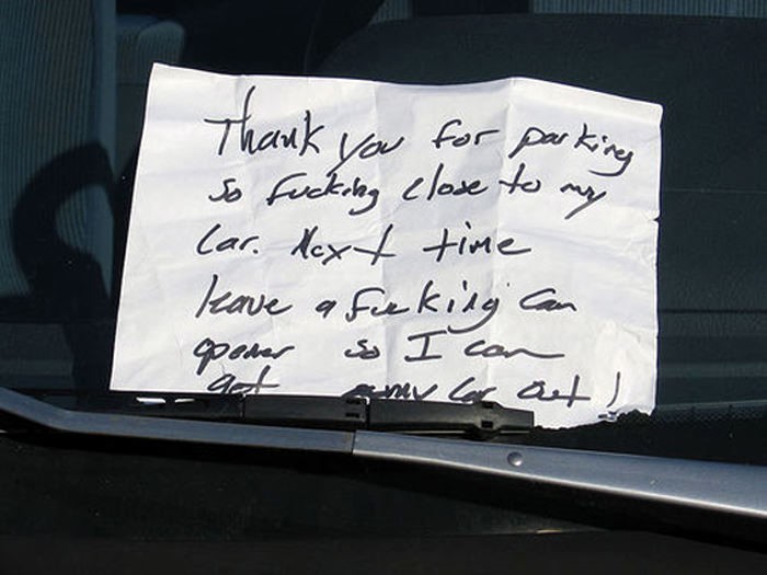 Far parking. Bad parking. Thank you for not parking the car. Farsparks. Leaving a Note picture.