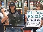 Actual Retards Protesting Dairy In Walmart
