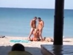 Blonde Sucking 2 Guys On A Public Beach
