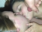 Cums All Over Two Kissing Girls Faces
