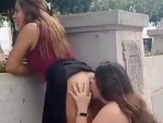 Licks Her Friends Pussy In Public

