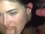 On Her Knees Blowing 2 Dudes
