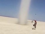 An Amazing Sand Tornado Up Close In The Desert
