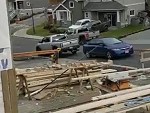 Angry Guy Tows Someone's Car For Blocking His Drive
