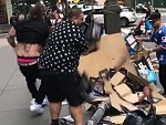Arseholes Wreck A Street Vendors Shit For A Joke
