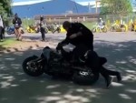 Bike Skid Gets A Bit Out Of Control
