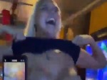 Blonde Gets Her Tits Out For The Lads
