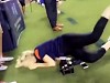 Blonde Tries To Catch A Football With Her Face