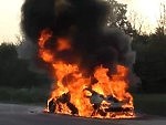 BMW Burns To The Ground On The Side Of The Freeway

