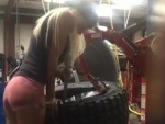 Can't Be Many Hot Blonde Tyre Fitters Around
