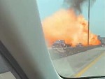 Car Explodes On The Highway
