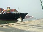 Carrier Ship Hits The Dock Full Steam
