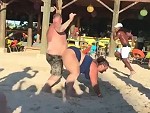Chubby Couple Tear It Up On The Beach
