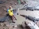 Croc Farm Worker Very Nearly Gets Eaten
