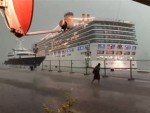 Cruise Ship Almost Hits The Dock During A Fierce Storm
