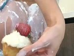 Cup Cake With A Strawberry On Top
